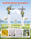 Yellow Artificial Wedding Arch Flower Kit with Sheer Drape (3-Piece Set) - 2 Floral Arrangements & 1 Drape Panel for Ceremony Arch, Reception Backdrop & Bouquet Decor