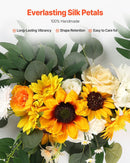 Yellow Artificial Wedding Arch Flower Kit with Sheer Drape (3-Piece Set) - 2 Floral Arrangements & 1 Drape Panel for Ceremony Arch, Reception Backdrop & Bouquet Decor