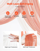 Orange Artificial Wedding Arch Flower Kit with Sheer Drapes (4-Piece Set) - 2 Floral Arrangements & 2 Drape Panels for Ceremony Arch, Reception Backdrop & Bouquet Decor