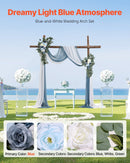 Blue Artificial Wedding Arch Flower Kit with Sheer Drapes (4-Piece Set) - 2 Floral Arrangements & 2 Drape Panels for Ceremony Arch, Reception Backdrop & Bouquet Decor