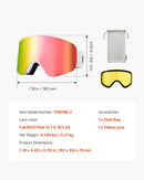 Frameless Ski Goggles, Magnet Cylindrical Lens with Pink Revo Coating, Fit for Skiing, Skating, Snowboarding