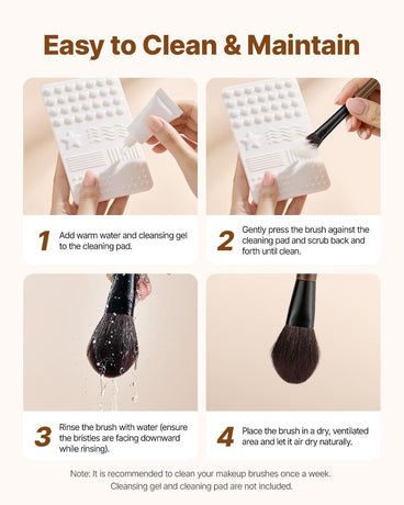 9-Piece Makeup Brush Set for Foundation Blending Eyeshadow, Professional Makeup Brush Kit with Soft Natural Wool & Vegan Synthetic Bristles, Ergonomic Wood Handle, Travel-Friendly Storage Bag