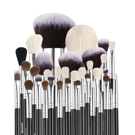 34-Piece Makeup Brush Set, Ergonomic Wood Handle, Travel-Friendly Case Included