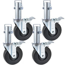4 Pack 5 Inch Scaffolding Swivel Caster Wheels Heavy Duty Rubber Casters with Dual Locking 1.26 Inch Square Stem 440lbs Capacity per Wheel