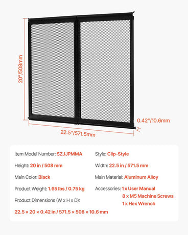 RV Screen Door Protector, 571.5 x 508 mm Door Grille, Easy to Install and Disassemble, Reinforced Breathable Protective Mesh, Aluminum Alloy Camper RV Entry Protector for Pet Protection, Black