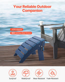 HDPE Plastic Folding Adirondack Ottoman, 40L x 48W x 33H cm Weather-Resistant Footrest for Porch, Pool, Lawn & Backyard, Blue
