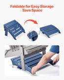 HDPE Plastic Folding Adirondack Ottoman, 40L x 48W x 33H cm Weather-Resistant Footrest for Porch, Pool, Lawn & Backyard, Blue