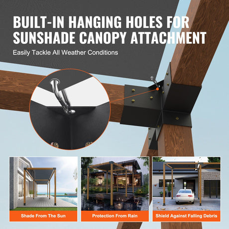 2 Pack 4 Way Pergola Bracket Kit for 4x4 Posts Heavy Duty Corner Brackets DIY Wood Post Base for Gazebo Patio Pergola Log Cabin Outdoor