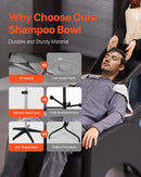Portable Salon Shampoo Bowl with Adjustable Height & Angle, Hair Wash Sink with Drain Hose & Star-Shaped Support Base for Barbershop, Spa & Home Use