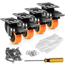 Caster Wheels, 50.8 mm Swivel Plate Casters, Set of 4, Heavy Duty 68 kg Load Capacity Per Caster