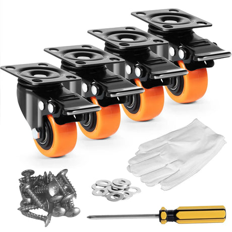 Caster Wheels, 50.8 mm Swivel Plate Casters, Set of 4, Heavy Duty 68 kg Load Capacity Per Caster