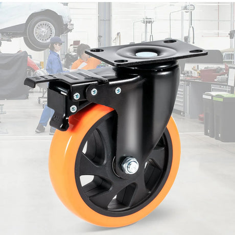 Caster Wheels, 127 mm Swivel Plate Casters, Set of 4, Heavy Duty 204 kg Load Capacity Per Caster