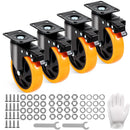 Caster Wheels, 127 mm Swivel Plate Casters, Set of 4, Heavy Duty 204 kg Load Capacity Per Caster
