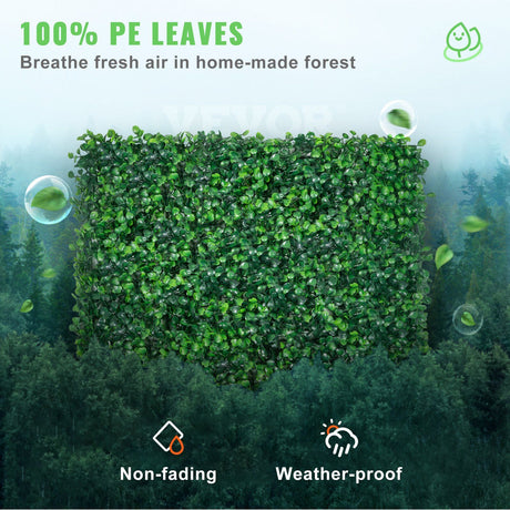 12 Pack Artificial Boxwood Hedge Wall Panels 248 x 248mm UV Protected Privacy Grass Wall Backdrop for Outdoor Indoor Garden Fence Backyard