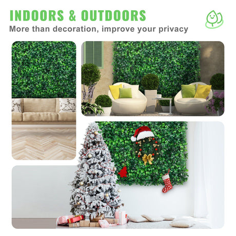 12 Pack Artificial Boxwood Hedge Wall Panels 248 x 248mm UV Protected Privacy Grass Wall Backdrop for Outdoor Indoor Garden Fence Backyard