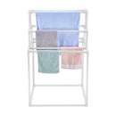 8 Bar Freestanding PVC Towel Rack Outdoor Pool Towel Holder Stand for Hot Tub Bathroom Spa White