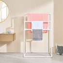 8 Bar Freestanding PVC Towel Rack Outdoor Pool Towel Holder Stand for Hot Tub Bathroom Spa White