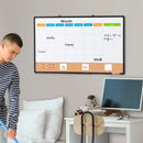 36x 24 Monthly Calendar Whiteboard & Cork Board Combo with Aluminum Frame 2-in-1 Magnetic Dry Erase Bulletin Board for Wall Mount Ideal for School, Home, Office