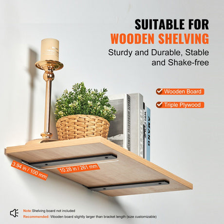 6 Pack Heavy Duty L Shelf Brackets 26.1 x 10 x 4.5cm Matte Black Steel Floating Shelf Brackets 5mm Thick Wall Mount Shelf Supports 72.6kg Capacity