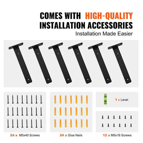 6 Pack Heavy Duty L Shelf Brackets 26.1 x 10 x 4.5cm Matte Black Steel Floating Shelf Brackets 5mm Thick Wall Mount Shelf Supports 72.6kg Capacity