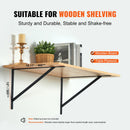 12 Pack Heavy Duty Floating Shelf Brackets 46 x 30.5cm Matte Black Steel Triangle Shelf Brackets 3mm Thick Wall Mount Shelving Brackets 72.6kg Capacity