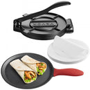 250mm Cast Iron Tortilla & Roti Press, Heavy-Duty Dough Taco Maker with Handle & 100 Parchment Papers, Tawa Flatbread Press