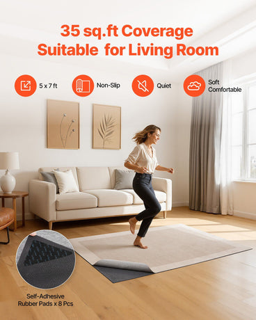 Rug Pad 1.52 x 2.13 m, Non-slip Carpet Area Pad, Finishes, Keeps Carpets in Place