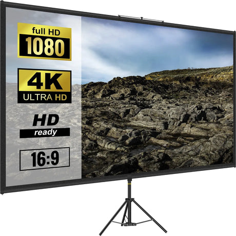 Tripod Projector Screen with Stand 254 cm 4K HD 16:9 Home Cinema Portable