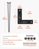 4 Pack Hairpin Table Legs 101.6cm Black Heavy Duty 3 Rod Carbon Steel Furniture Legs for Desk Dining Table Bench End Table DIY Each Supports 99.8kg