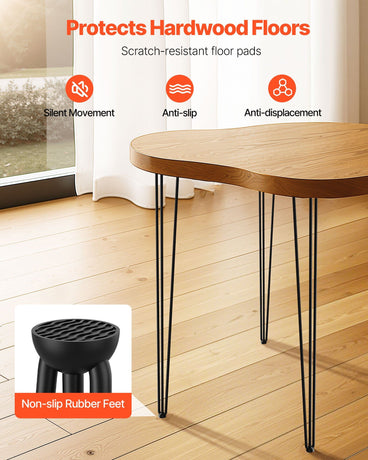 4 Pack Hairpin Table Legs 101.6cm Black Heavy Duty 3 Rod Carbon Steel Furniture Legs for Desk Dining Table Bench End Table DIY Each Supports 99.8kg