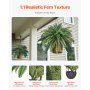 Large Hanging Artificial Boston Fern, 37-41 in Natural Spread, Sunlight-Resistant Faux Plant with 80 Branches & Flowerpot, Wall Decor for Home, Office & Outdoor