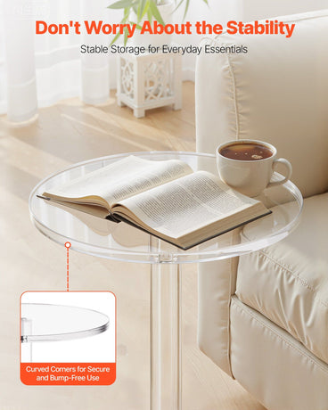 Acrylic Drink Table, Modern Acrylic Cake Table Stand, Drink, Food, Snack, Easy Assembly, 25.4 x 25.4 x 54 cm (Clear)