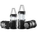 LED Camping Lanterns, 4 Pack, Magnetic Base, Battery Powered Lights, Lightweight Hanging Collapsible Lights, Black