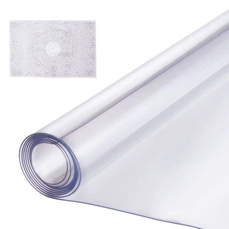 Plastic Table Cover, 48 x 48 Inch 1.5 mm Thick Clear Table Protector, Square PVC Desk Mat, Waterproof & Easy Cleaning Desk Pad Tablecloth, for Office Dresser Dining Room Table Night Stand