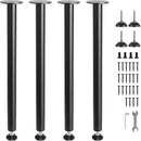 711.2mm Adjustable Desk Legs - Heavy Duty Reinforced Steel Table Legs Set of 4 with 544.3kg Load Capacity Black
