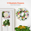 Artificial Decorative Wreath 60.96cm White Pink Yellow Peony Hydrangea Floral Wreath Year Round Faux Flower Wreath for Indoor Outdoor Home Wall Window Wedding Decor