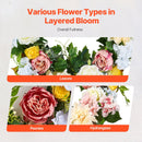 Artificial Decorative Wreath 60.96cm White Pink Yellow Peony Hydrangea Floral Wreath Year Round Faux Flower Wreath for Indoor Outdoor Home Wall Window Wedding Decor