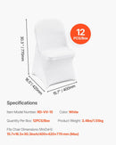 Stretch Spandex Folding Chair Covers, for Wedding, Holiday, Banquet, Party, Celebration, Dining (12PCS White)