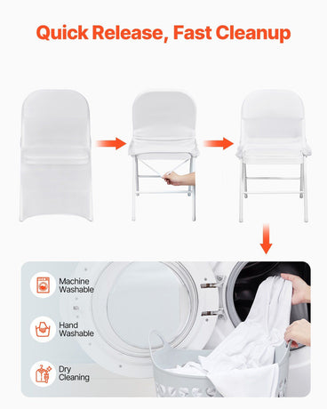 Stretch Spandex Folding Chair Covers, for Wedding, Holiday, Banquet, Party, Celebration, Dining (12PCS White)