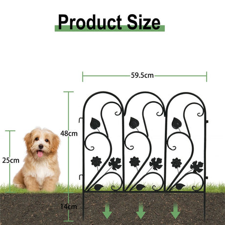 5-Piece Decorative Garden Fence Black Metal Wire Patio