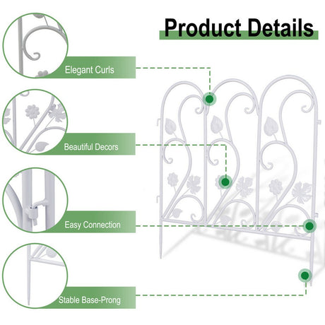 5PCS Decorative Garden Fence Folding Patio Fences Rustproof 59.5x62cm Landscape