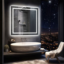 80x80cm Large Square Wall Mount Smart Led Bathroom Mirror Anti Fog Backlit Vanity Mirror