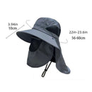 Dark Grey Outdoor UV Protection Hat for Men – Detachable Face & Neck Shield, Large Brim Sun Hat for Fishing, Hiking, and Outdoor Activities