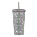 Diamond-Inlaid Insulated Stainless Steel Cup with Straw - Double-Walled, Rhinestone Coffee Mug, Gift Cup for Beverages