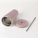 Diamond-Inlaid Insulated Stainless Steel Cup with Straw - Double-Walled, Rhinestone Coffee Mug, Gift Cup for Beverages
