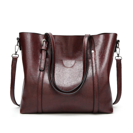 Dark Brown Fashionable Soft Leather Women's Handbag, Large Capacity Shoulder & Crossbody Tote, Casual Bucket Bag