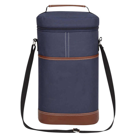 Black Portable Insulated Wine Cooler Bag – Oxford Fabric Round Tote with Thick Aluminum Lining for Wine, Champagne, and Beverages
