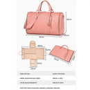 White And Brown  PU Leather Foldable Garment Bag, Women's Travel Duffel with Suit Carrier, Multi-Function Storage