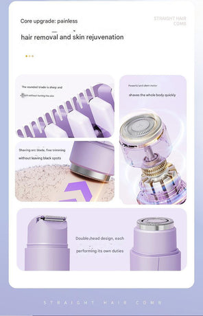 Purple Portable Wireless Electric Hair Remover – Dual-Head Rechargeable Mini Shaver for Women’s Sensitive Areas