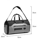Men's Black Waterproof Multi-Functional Travel Duffel Bag - Foldable Short Trip Gym Bag with Shoe Compartment